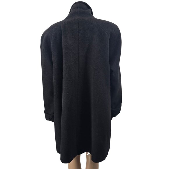 Vintage 80s Embroidered Black Wool Swing Coat, Women's XXL - Picture 3 of 9